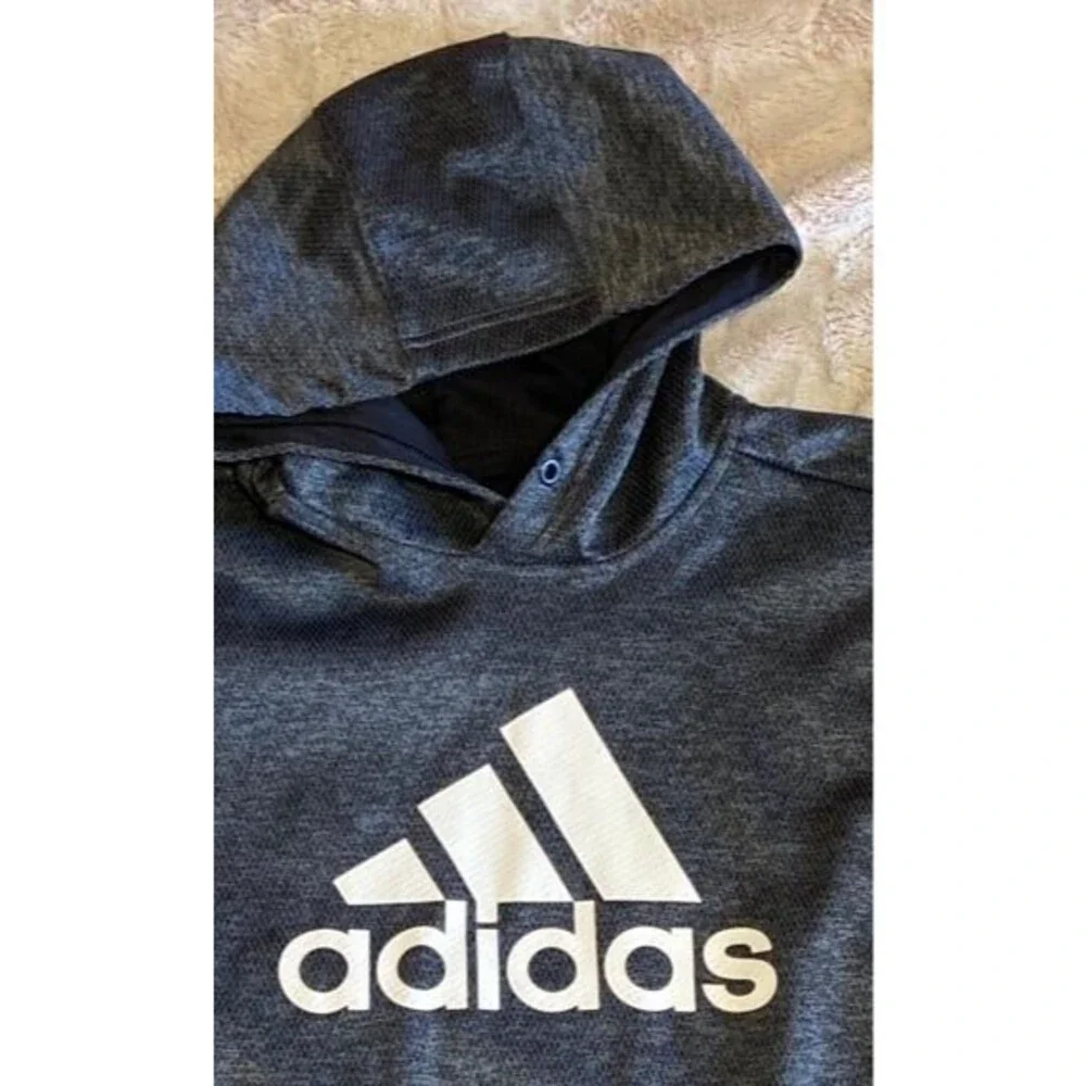 Adidas sweatshirt mens hoodie adidas black grey charcoal CLIMAWARM MENS MEDIUM